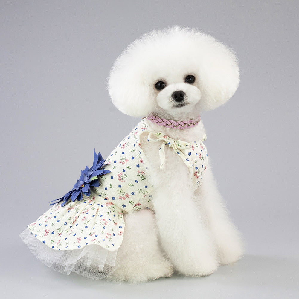 Dog Birthday Princess Flower Gauze Lace Skirt