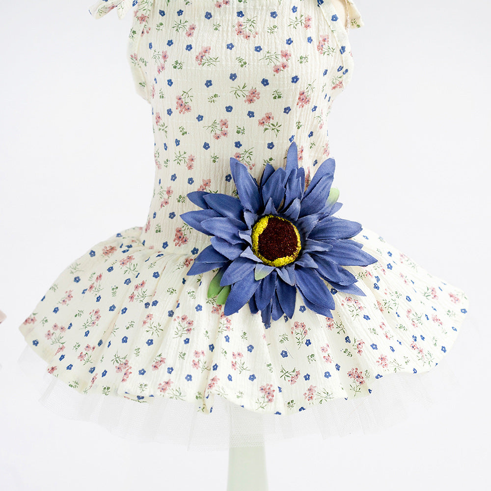 Dog Birthday Princess Flower Gauze Lace Skirt