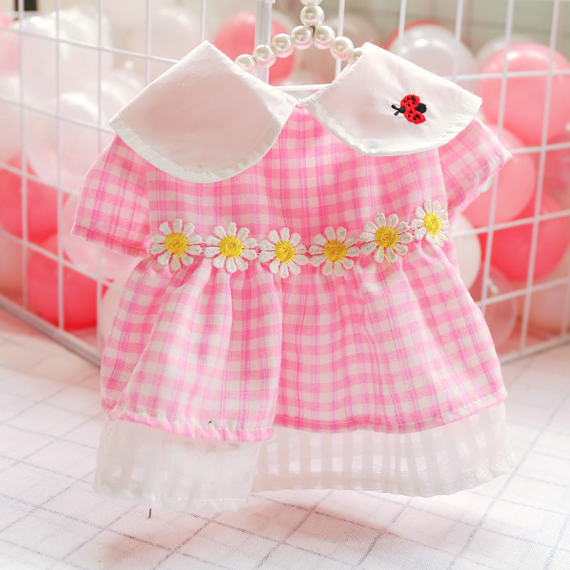 Dog Apparel Cute Ladybird Plaid Skirt