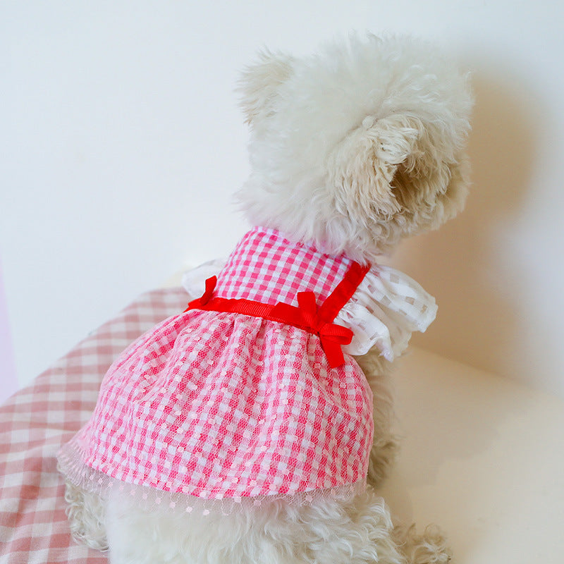 Fashion Spring Summer Plaid Dog Dress
