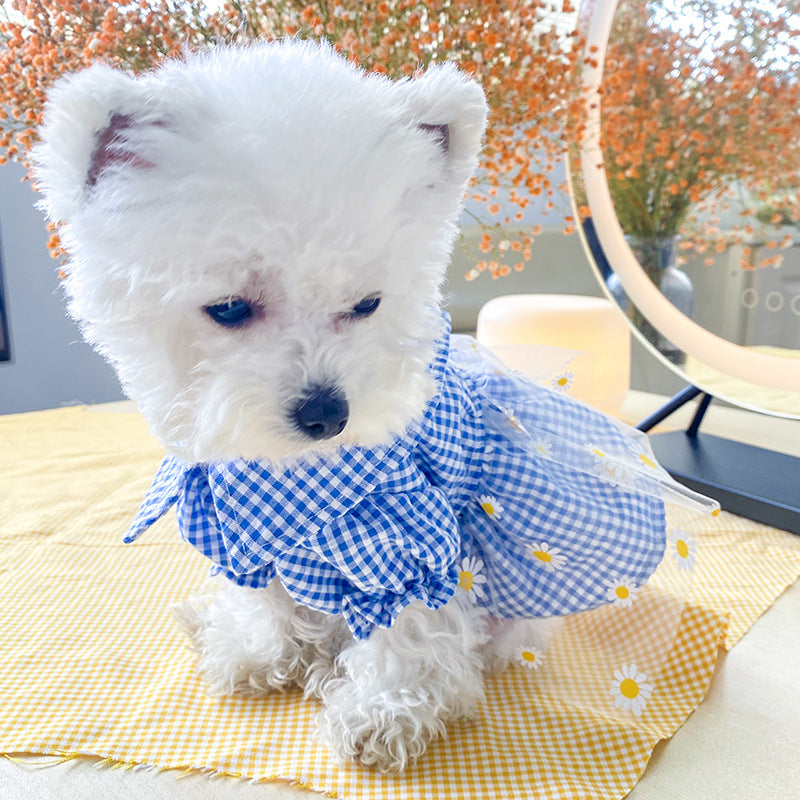 Dog Plaid Flower Wedding Lace Dress