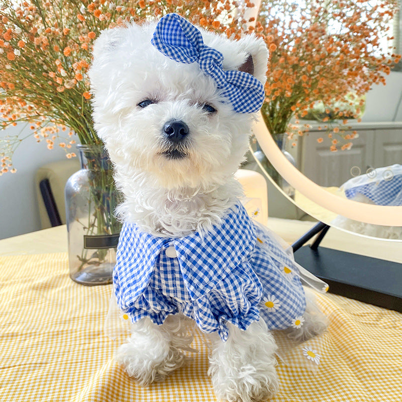 Dog Plaid Flower Wedding Lace Dress