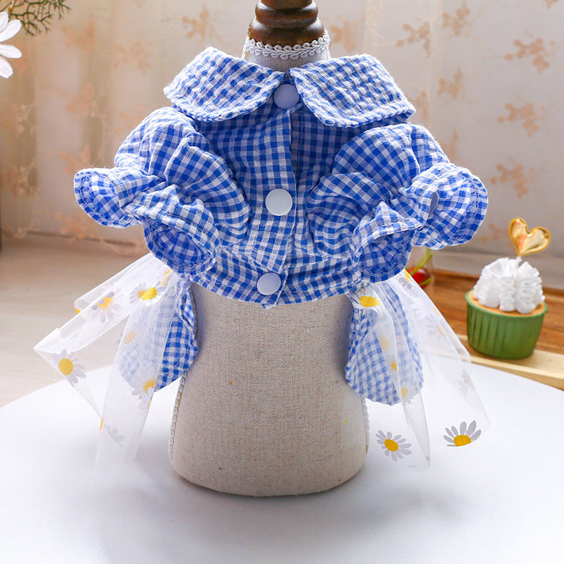 Dog Plaid Flower Wedding Lace Dress