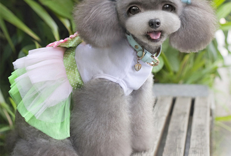 Flower Gauze Dog Dress Bowknot Princess Clothes