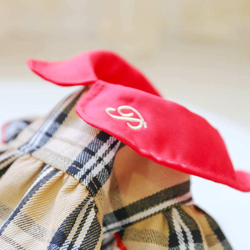 Cute Dog Classic Plaid Princess Skirt Dresses
