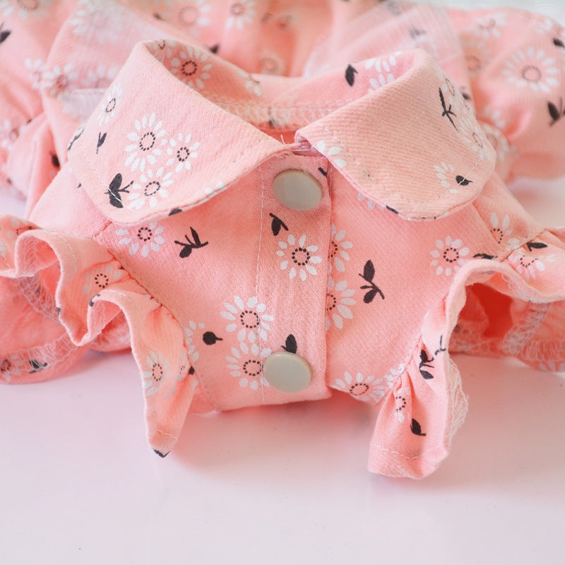 Dog Flower Dress with Bow Tie