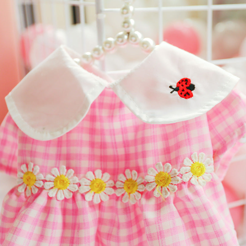 Dog Apparel Cute Ladybird Plaid Skirt