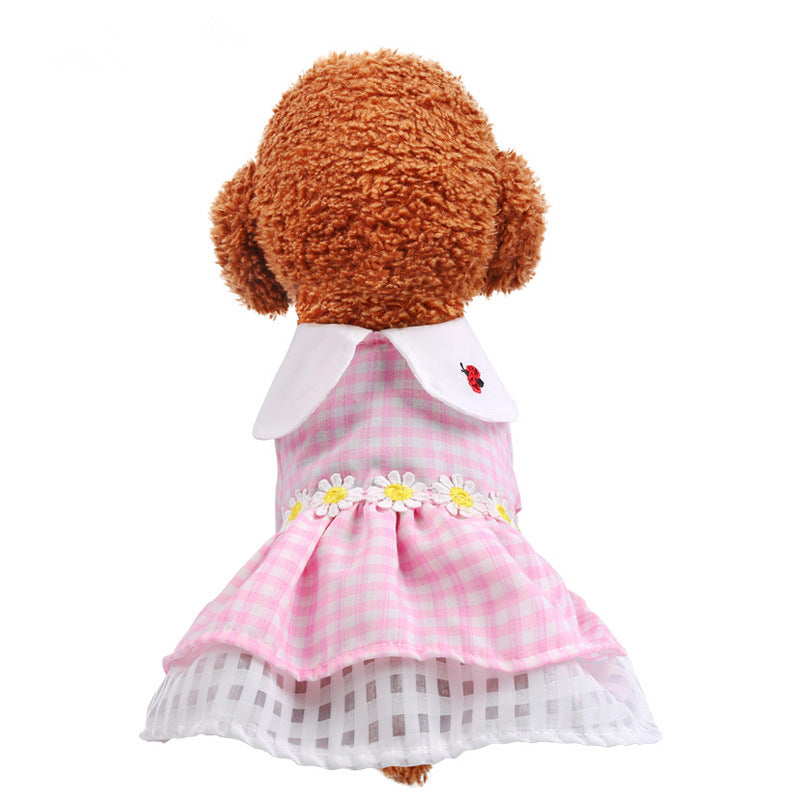 Dog Apparel Cute Ladybird Plaid Skirt