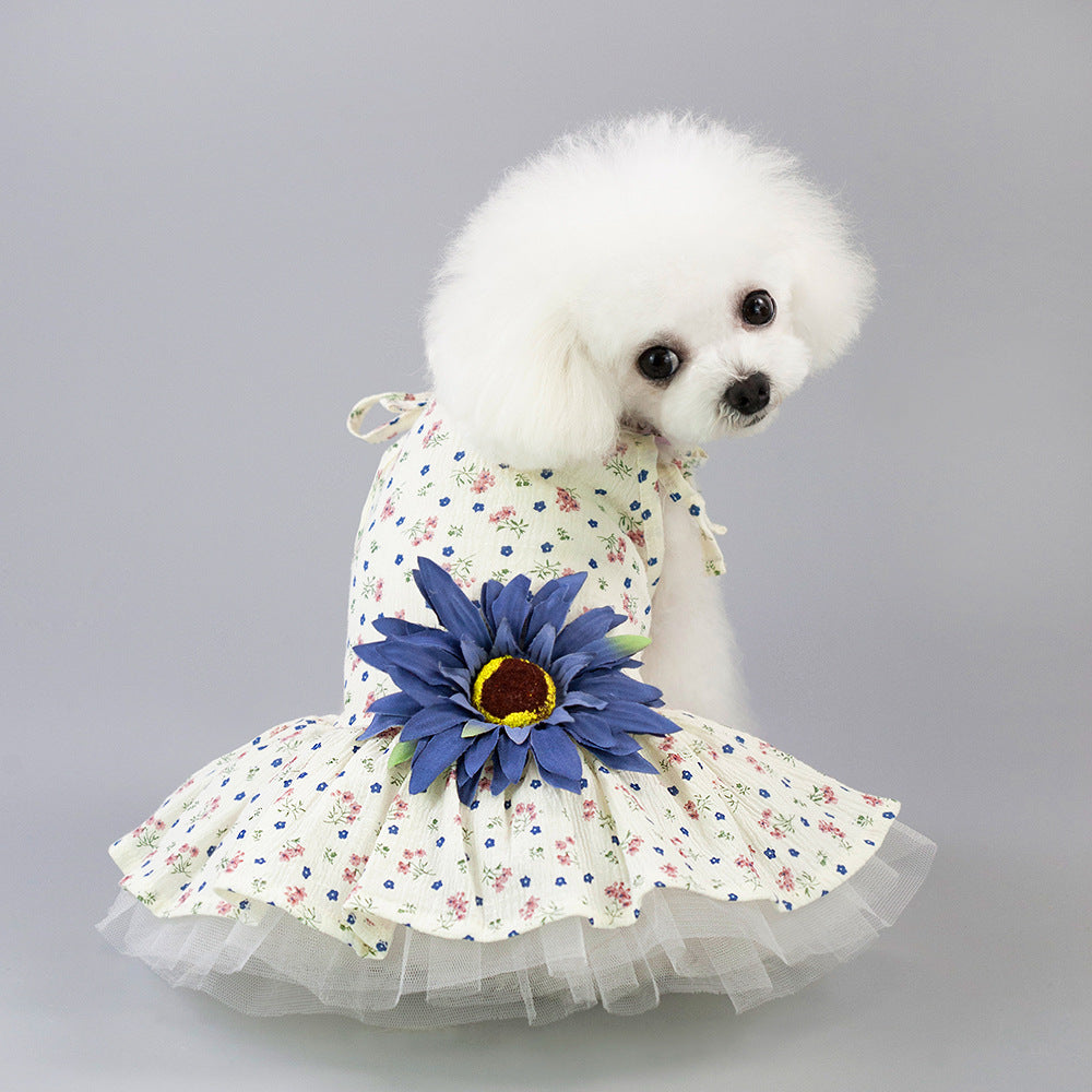 Dog Birthday Princess Flower Gauze Lace Skirt