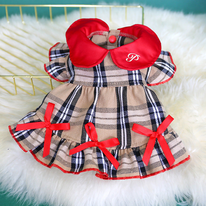 Cute Dog Classic Plaid Princess Skirt Dresses