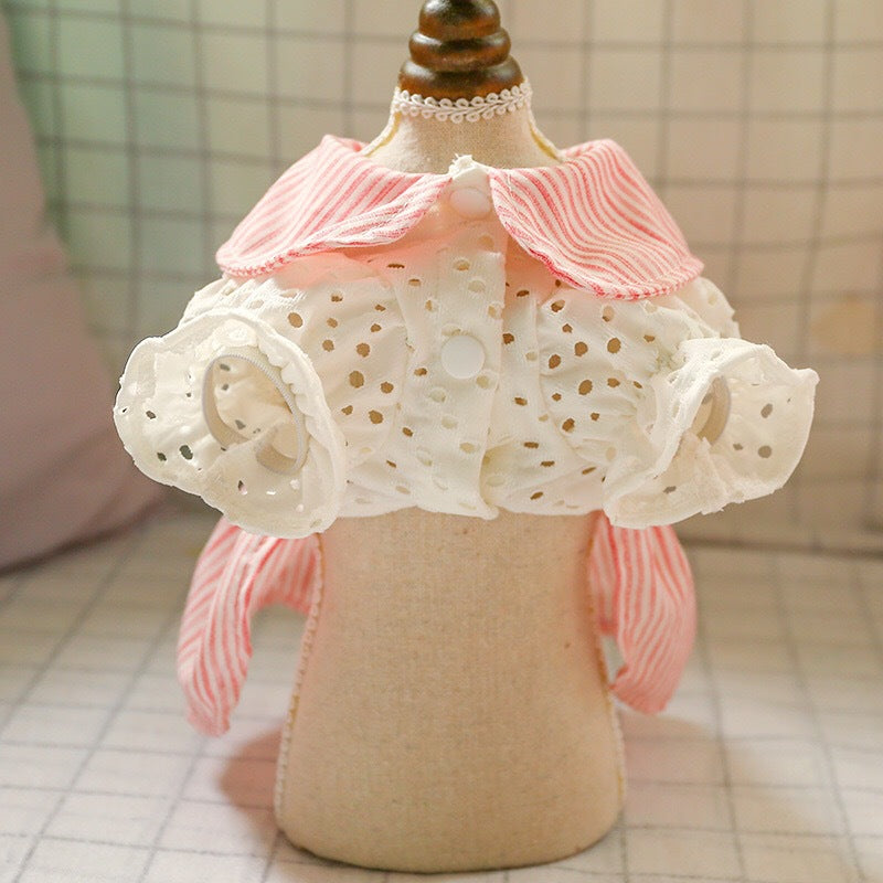 Spring Summer Dog Dress Cute Flower Plaid Skirt