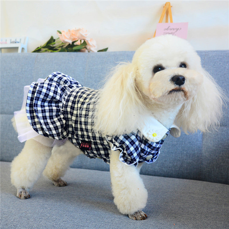 Dog Cute Plaid Floral Princess Dress
