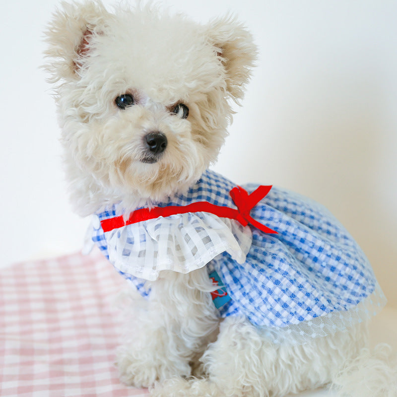 Fashion Spring Summer Plaid Dog Dress