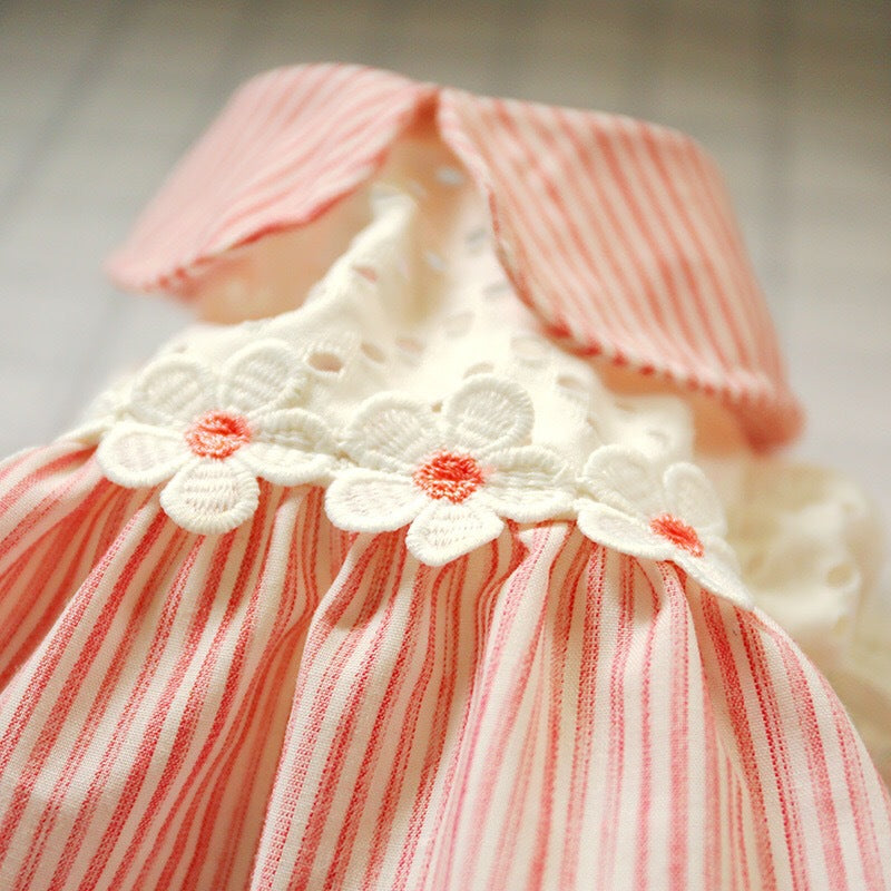 Spring Summer Dog Dress Cute Flower Plaid Skirt