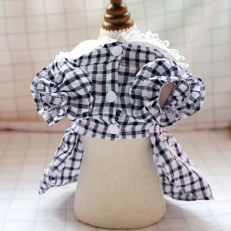 Spring Summer Small Dog Dress Cute Plaid Skirt