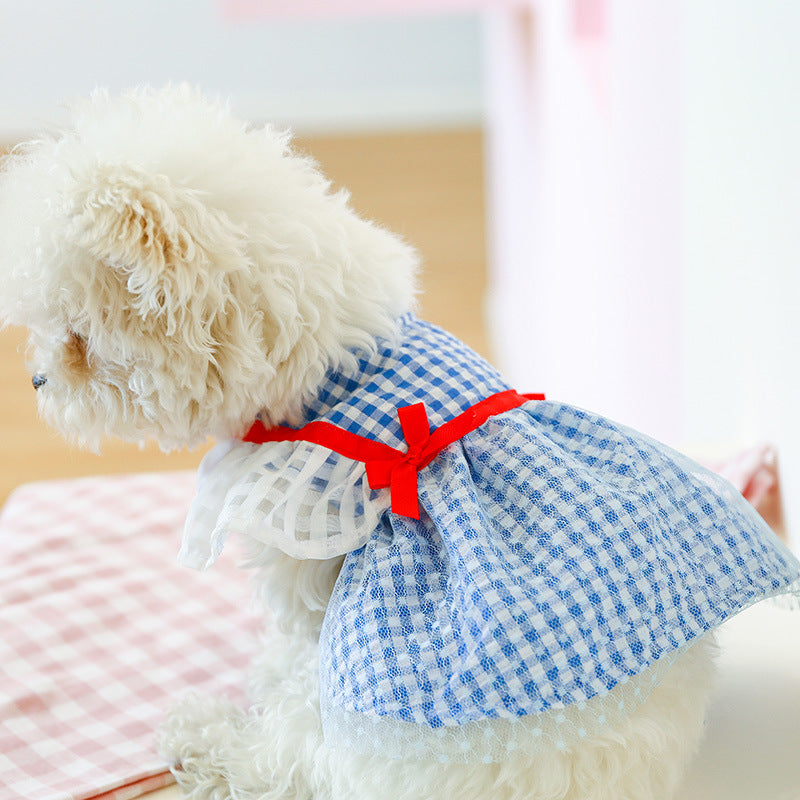 Fashion Spring Summer Plaid Dog Dress