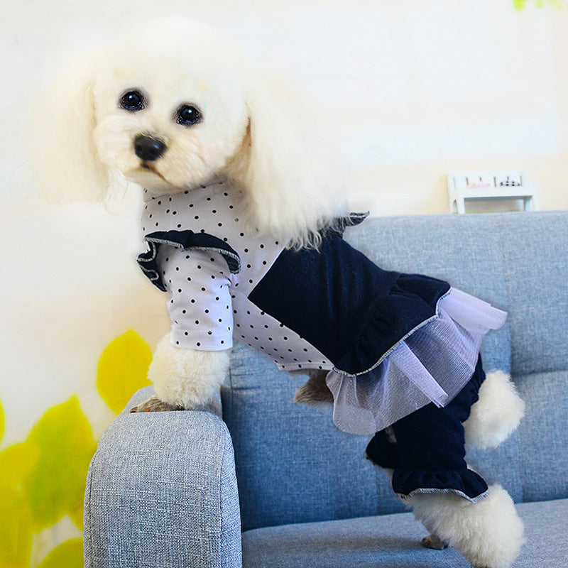 Cute Dot Jean Pet Dress for Dog