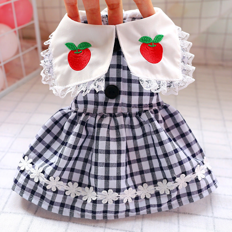 Spring Summer Small Dog Dress Cute Plaid Skirt