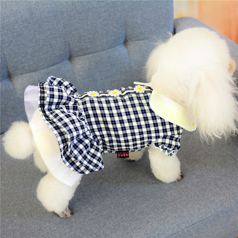 Dog Cute Plaid Floral Princess Dress