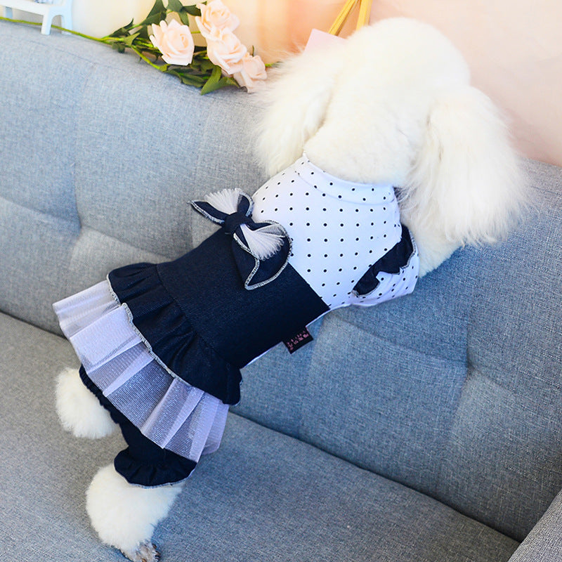 Cute Dot Jean Pet Dress for Dog