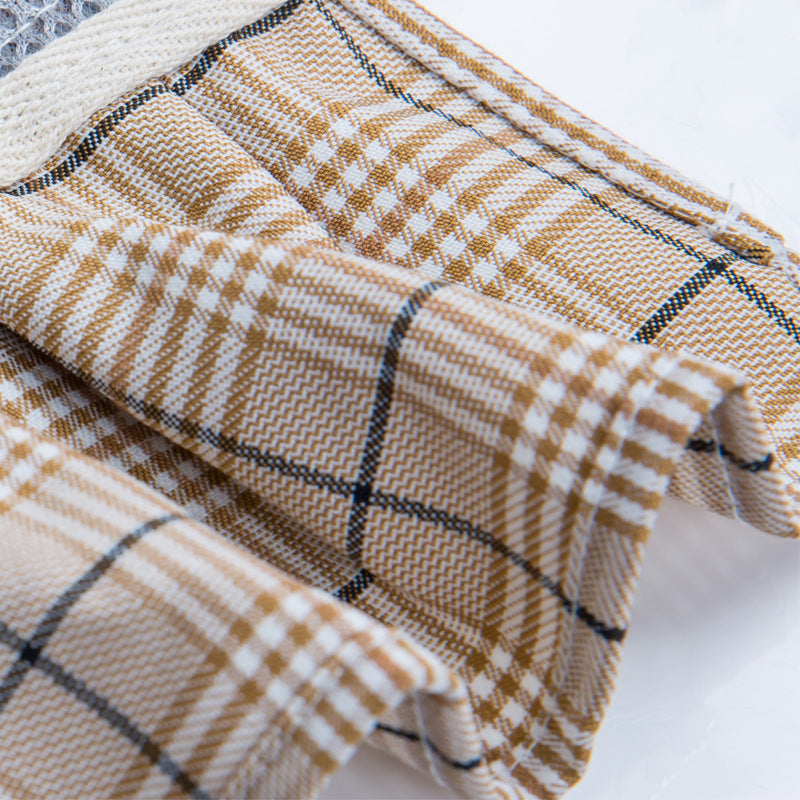 Dog Plaid Dresses Puppy Skirt with Leash