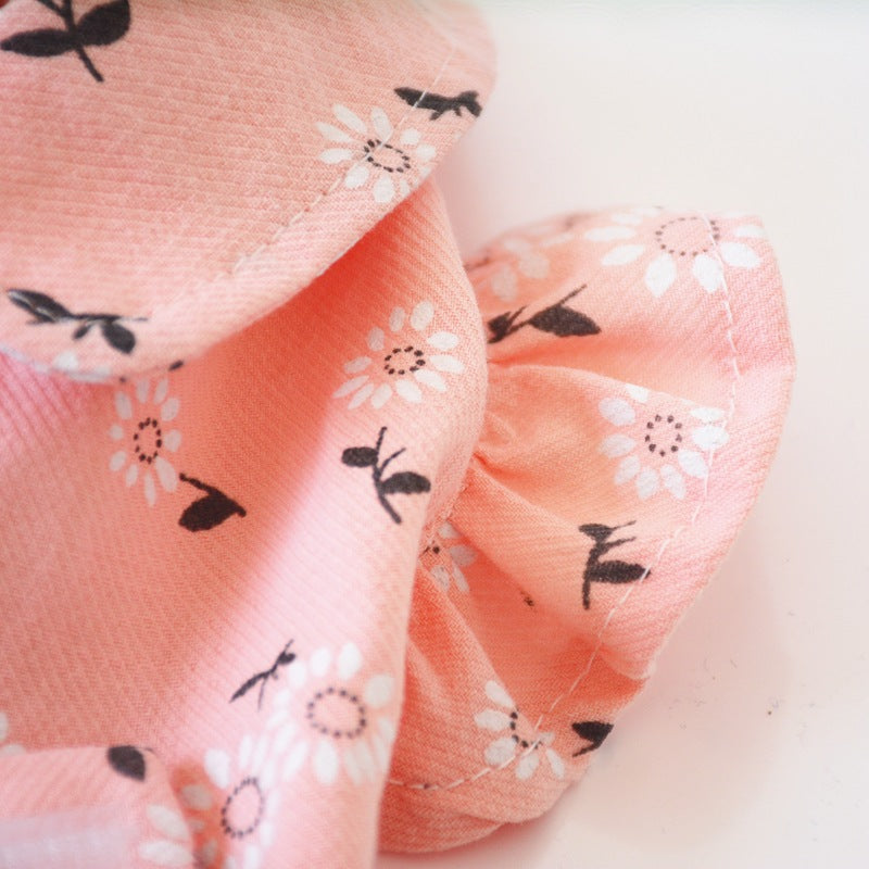 Dog Flower Dress with Bow Tie