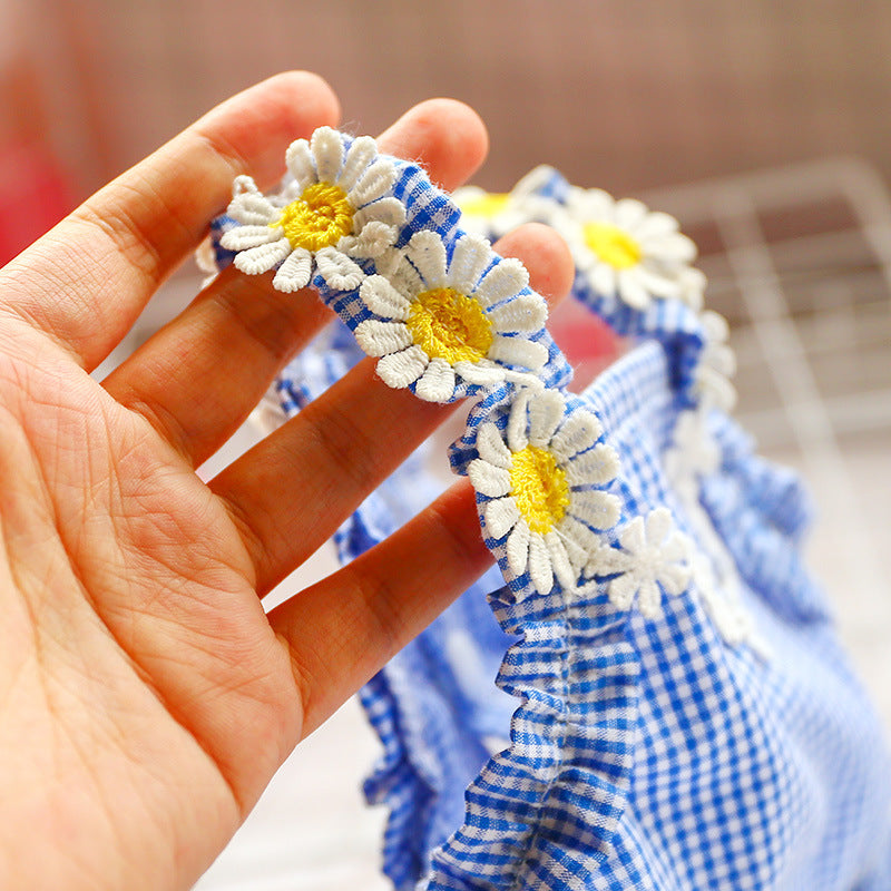 Pet Clothes Plaid Princess Lace Birthday Dresses