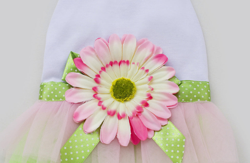 Flower Gauze Dog Dress Bowknot Princess Clothes