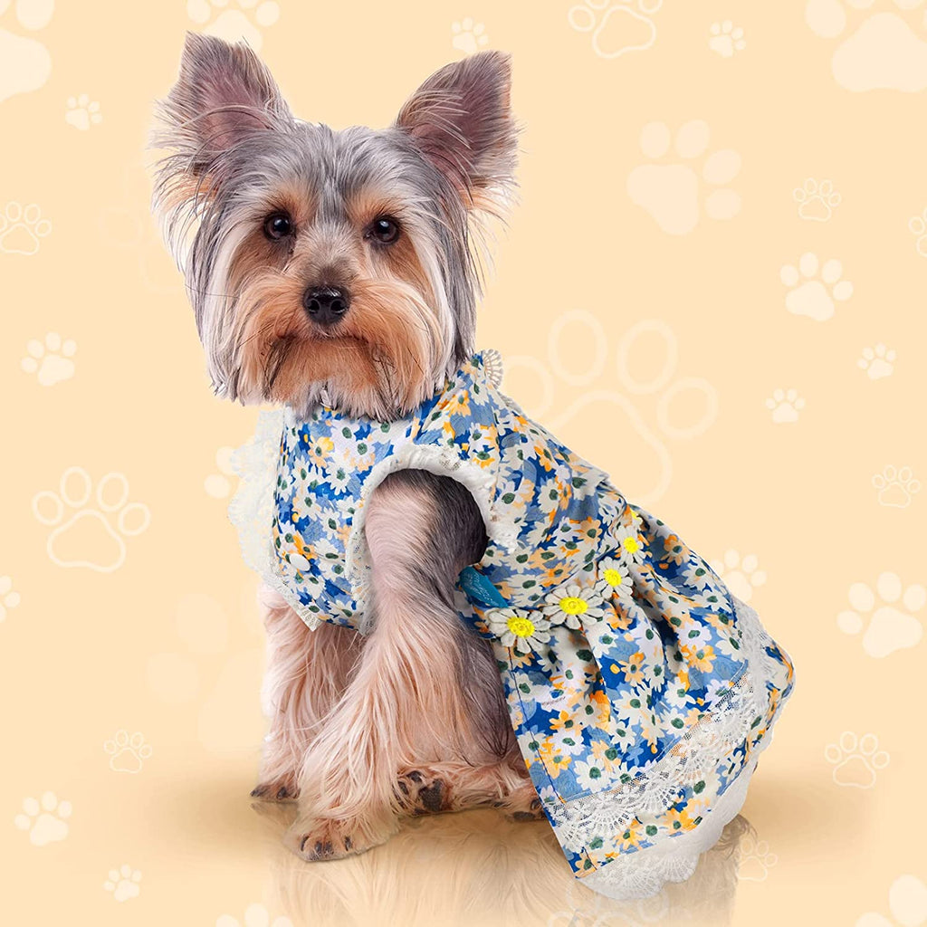 Floral Lace Dress Apparel Pet Clothes