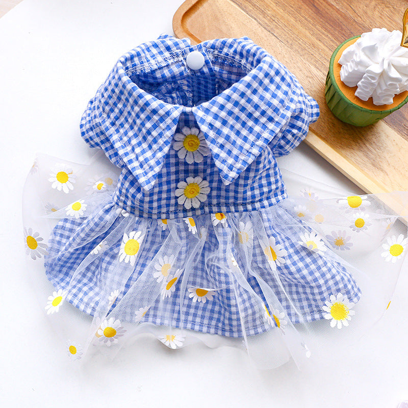 Dog Plaid Flower Wedding Lace Dress