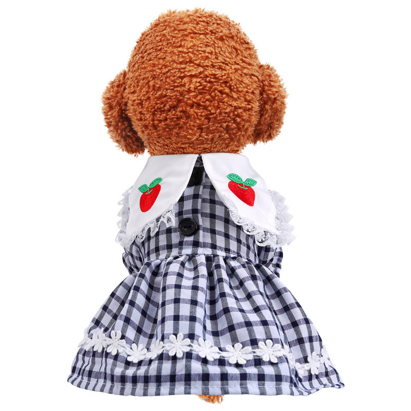 Spring Summer Small Dog Dress Cute Plaid Skirt