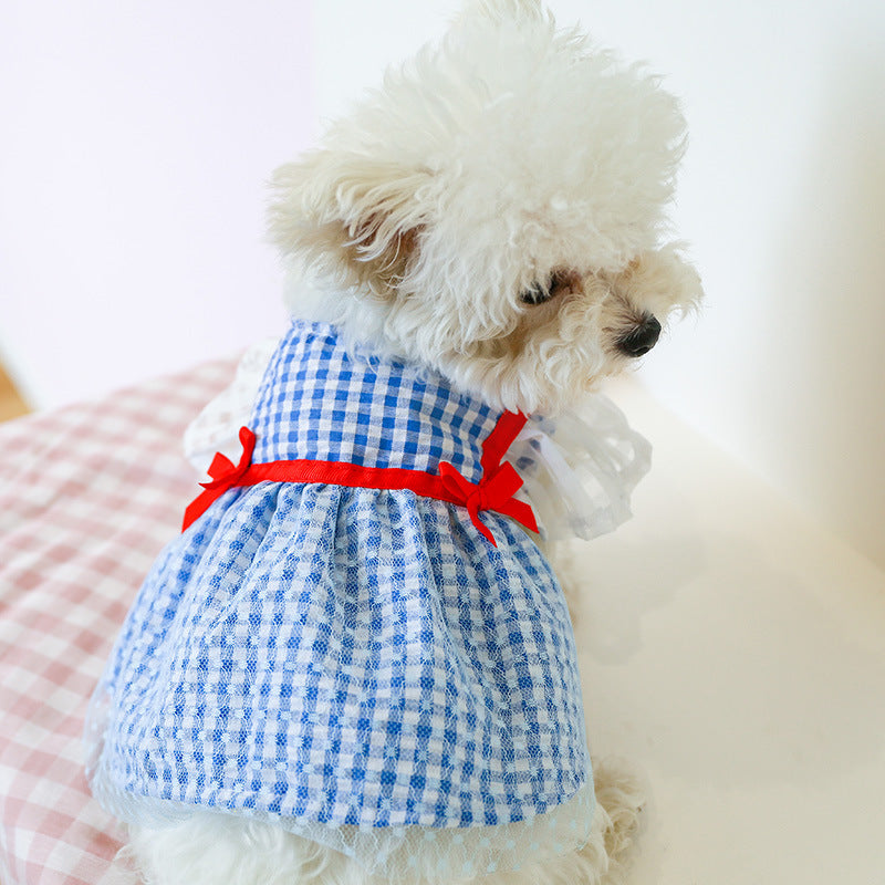 Fashion Spring Summer Plaid Dog Dress