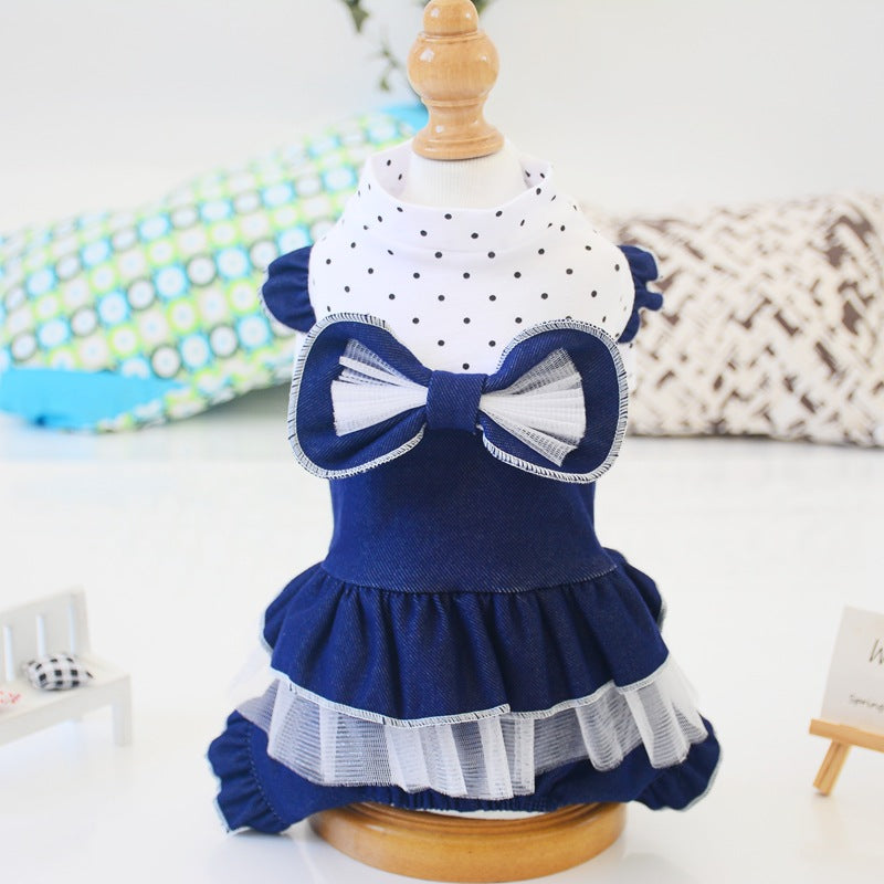 Cute Dot Jean Pet Dress for Dog