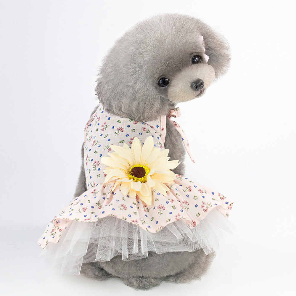 Dog Birthday Princess Flower Gauze Lace Skirt