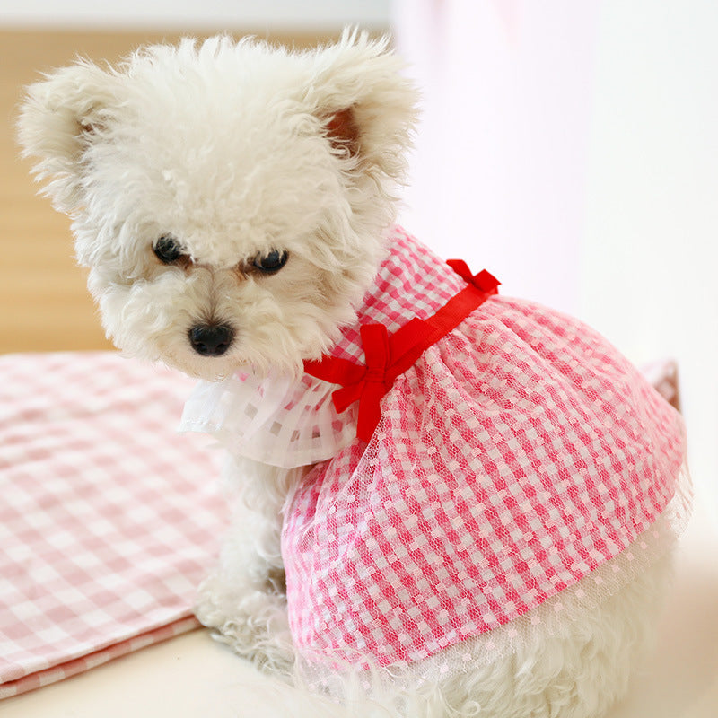 Fashion Spring Summer Plaid Dog Dress