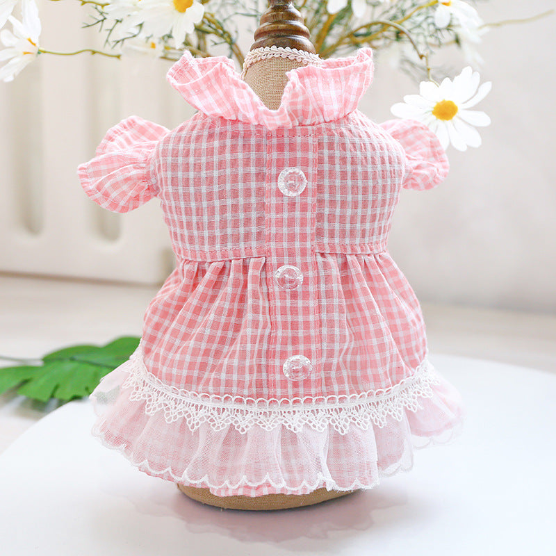 Floral Lace Dress Apparel Pet Clothes